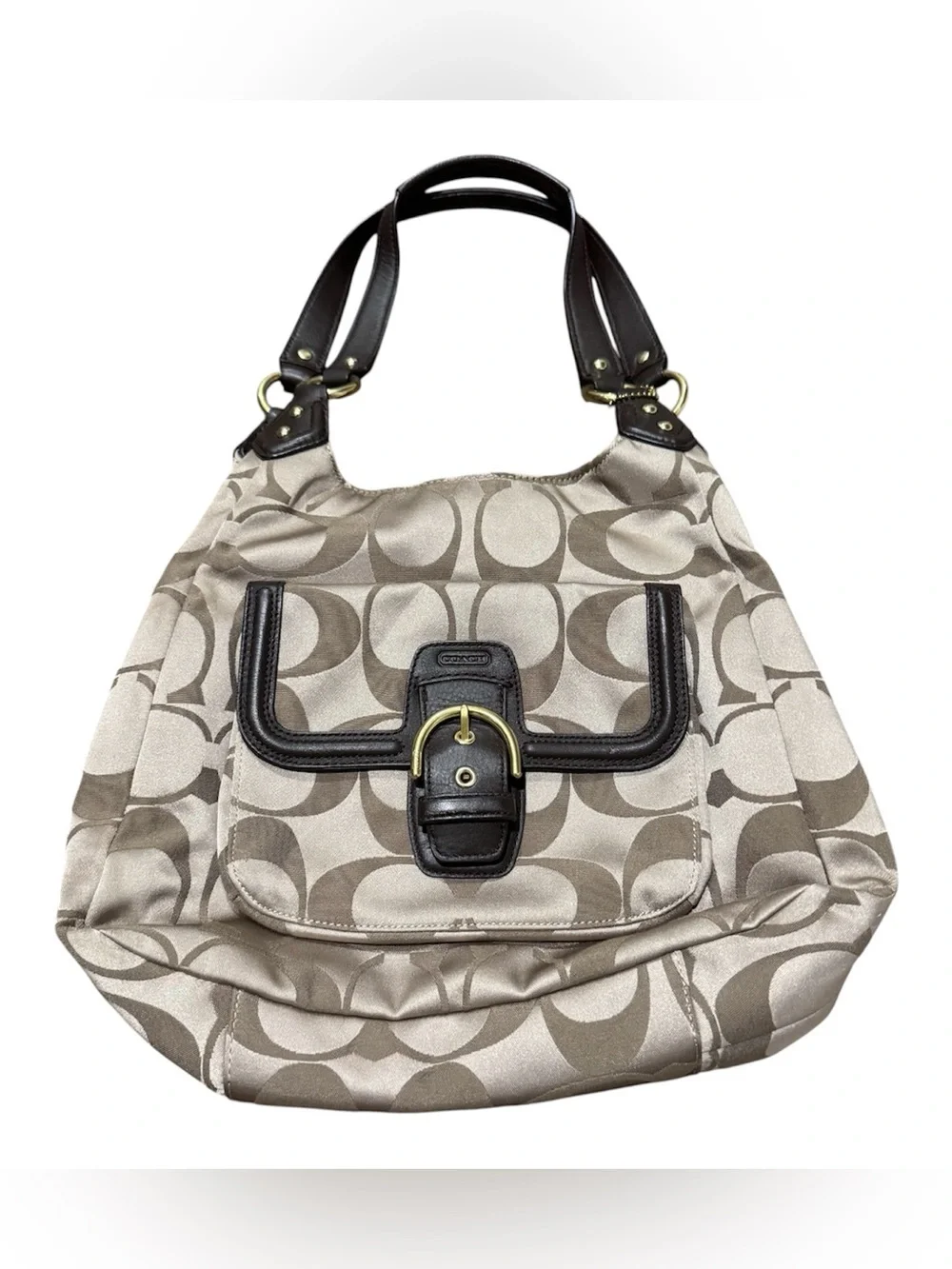Coach Campbell Signature Hobo large shoulder bag Tan Logo Monogram